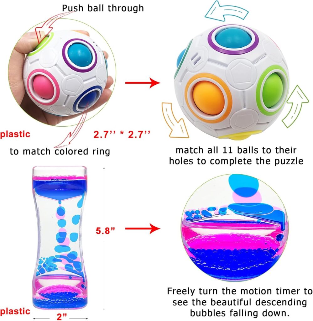 Fidget Toy Set, Pcs Sensory Toy for ADD, OCD, Autistic Children, Adults, Anxiety Autism to Stress Relief and Anti Anxiety with Motion Timer, Perfect for Classroom Reward with Gift Box