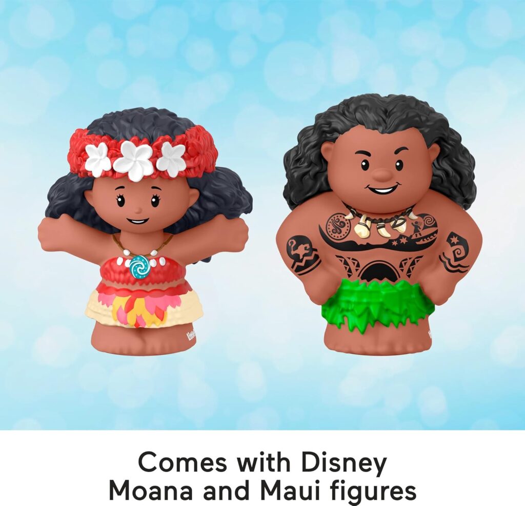 Fisher-Price Little People Toddler Toy Disney Princess Moana  Maui’s Canoe Sail Boat with Figures for Pretend Play Ages 18+ Months​