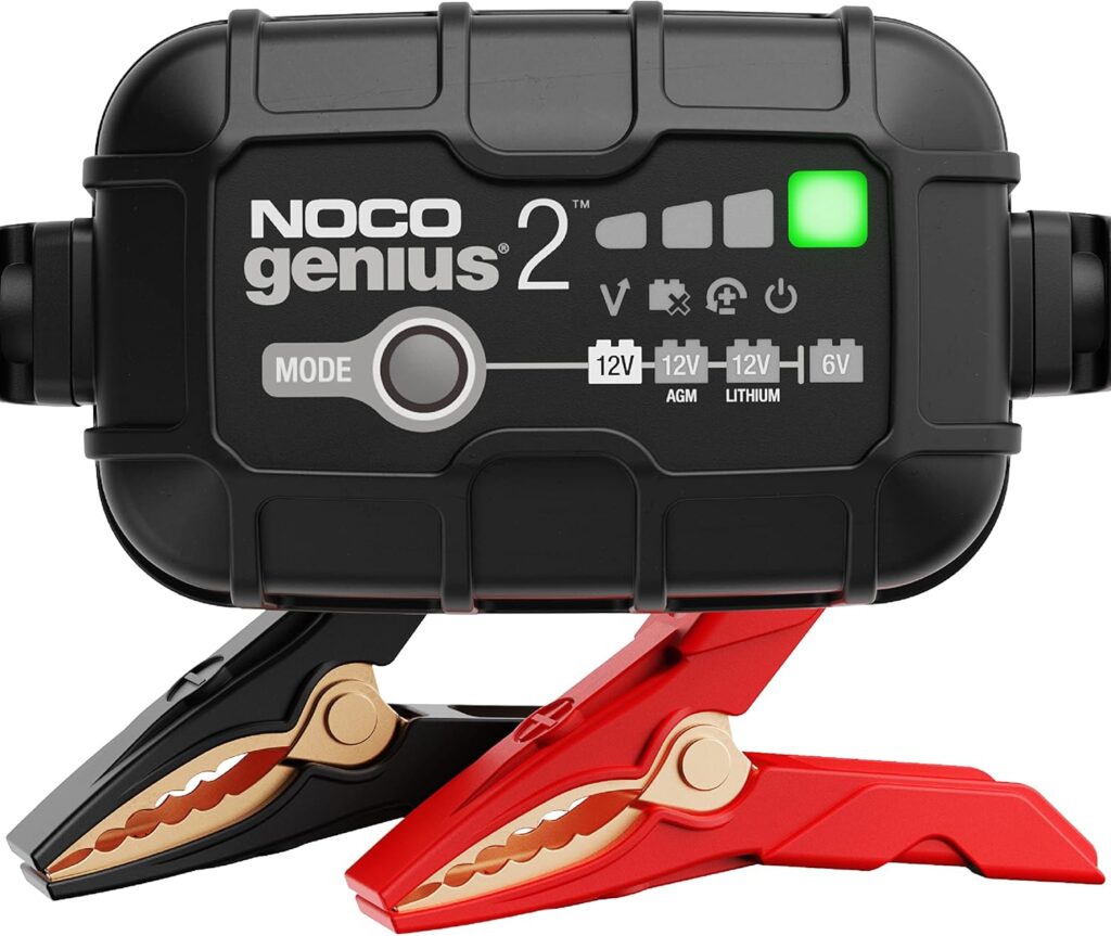 NOCO GENIUS2: 2A 6V/12V Smart Battery Charger – Automatic Maintainer, Trickle Charger  Desulfator with Overcharge Protection  Temperature Compensation – for Lead-Acid  Lithium Batteries