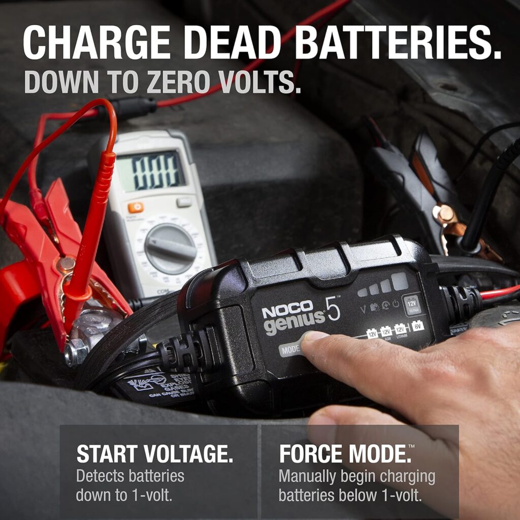 NOCO GENIUS5: 5A 6V/12V Smart Battery Charger – Automatic Maintainer, Trickle Charger  Desulfator with Overcharge Protection  Temperature Compensation – for Lead-Acid  Lithium Batteries