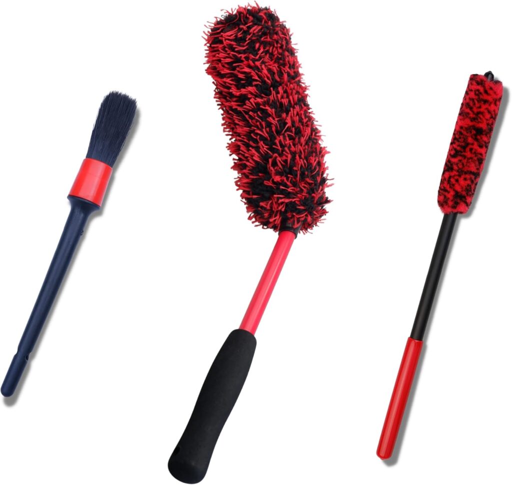 oesee Professional Pack Long Handle Wheel Brush Kit for Cleaning Wheel and Tire- 2X Soft Wheel Cleaning Brush, Detailing Brush and Stiff Tire Brush, Bendable Durable Wheel Rim Cleaner Brush Set oesee Professional Pack Long Handle Wheel Brush Kit for Cleaning Wheel and Tire- 2X Soft Wheel Cleaning Brush, Detailing Brush and Stiff Tire Brush, Bendable Durable Wheel Rim Cleaner Brush Set
