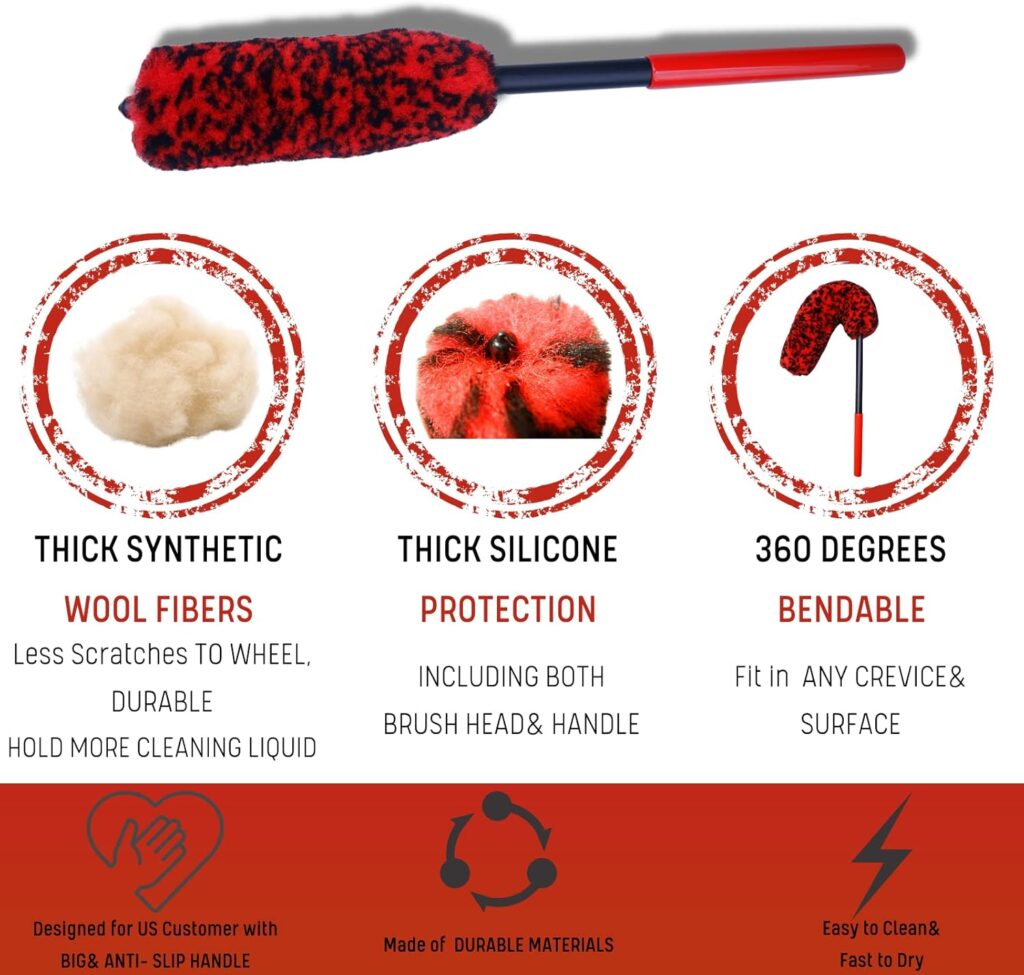 oesee Professional Pack Long Handle Wheel Brush Kit for Cleaning Wheel and Tire- 2X Soft Wheel Cleaning Brush, Detailing Brush and Stiff Tire Brush, Bendable Durable Wheel Rim Cleaner Brush Set oesee Professional Pack Long Handle Wheel Brush Kit for Cleaning Wheel and Tire- 2X Soft Wheel Cleaning Brush, Detailing Brush and Stiff Tire Brush, Bendable Durable Wheel Rim Cleaner Brush Set