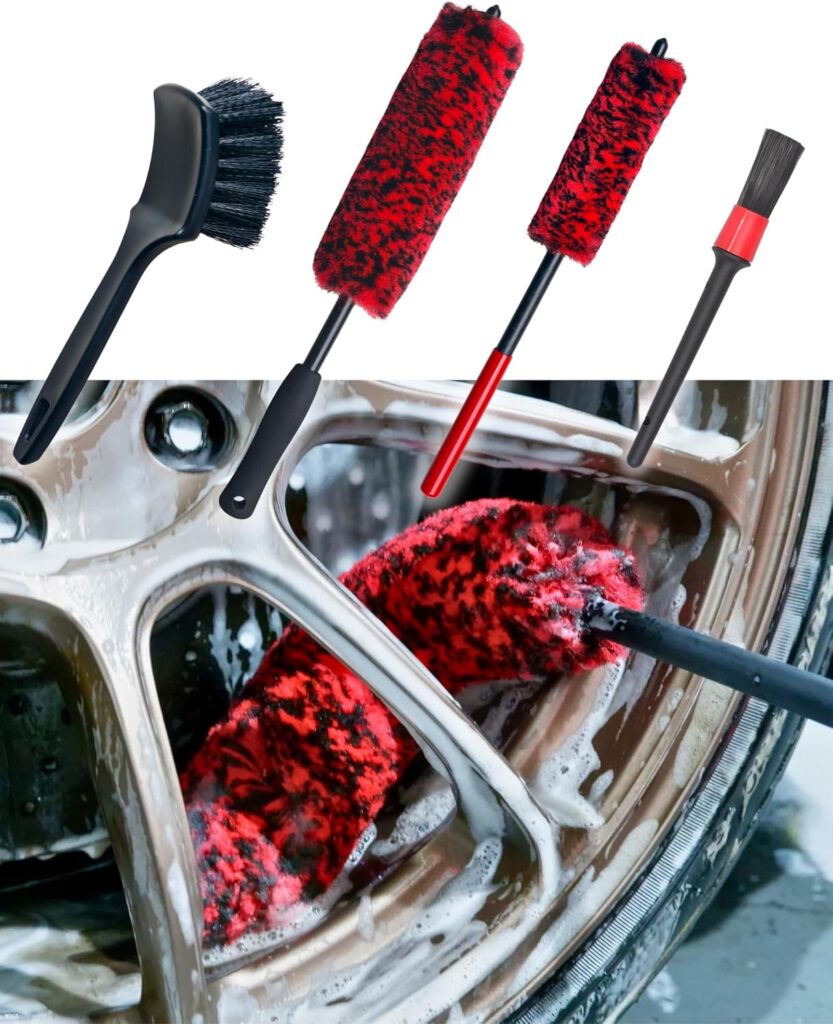 oesee Professional Pack Long Handle Wheel Brush Kit for Cleaning Wheel and Tire- 2X Soft Wheel Cleaning Brush, Detailing Brush and Stiff Tire Brush, Bendable Durable Wheel Rim Cleaner Brush Set oesee Professional Pack Long Handle Wheel Brush Kit for Cleaning Wheel and Tire- 2X Soft Wheel Cleaning Brush, Detailing Brush and Stiff Tire Brush, Bendable Durable Wheel Rim Cleaner Brush Set