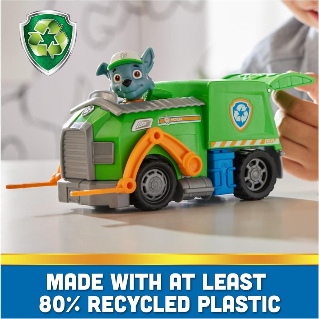 PAW Patrol, Rocky’s Recycle Truck, Toy Truck with Collectible Action Figure, Sustainably Minded Kids Toys for Boys Girls Ages and Up PAW Patrol, Rocky’s Recycle Truck, Toy Truck with Collectible Action Figure, Sustainably Minded Kids Toys for Boys Girls Ages and Up