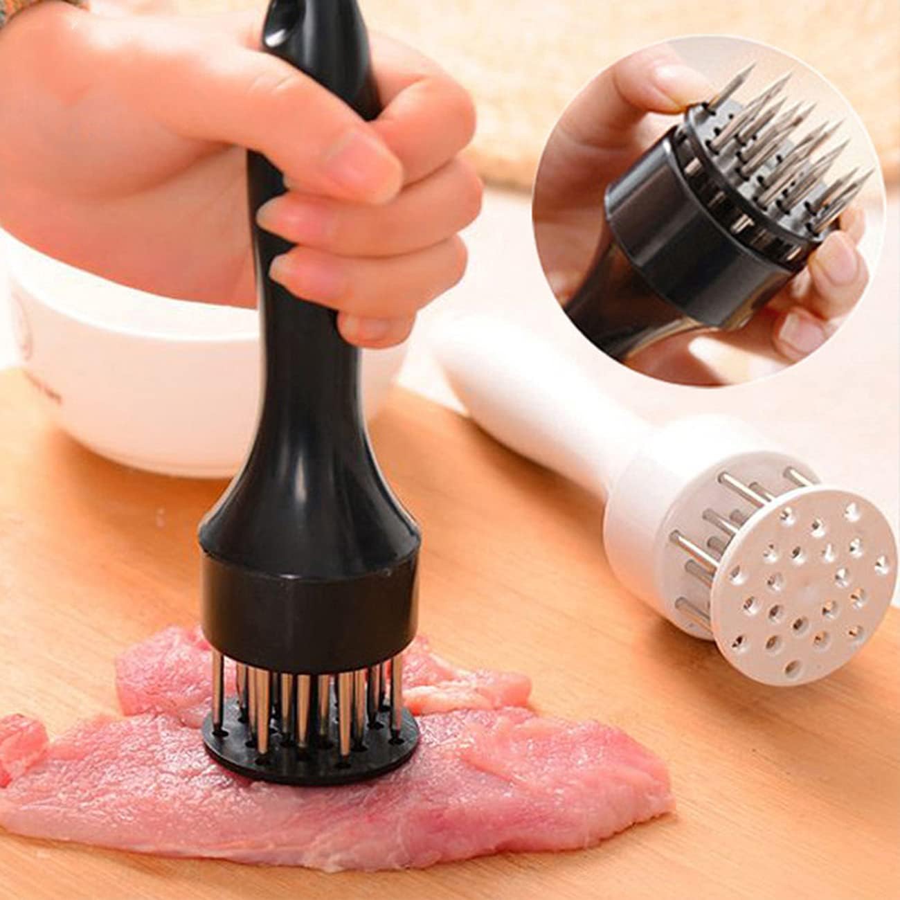 Meat Tenderizer Tool with Ultra Sharp Stainless Steel Needle Blades 2 Pack - Image 3