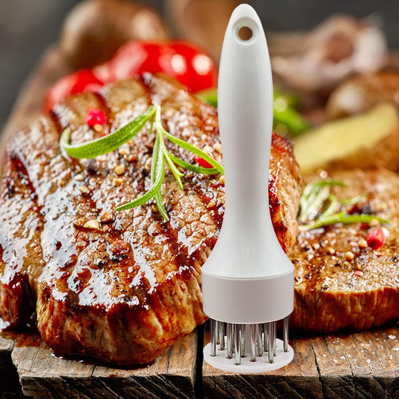 Meat Tenderizer Tool with Ultra Sharp Stainless Steel Needle Blades 2 Pack - Image 2