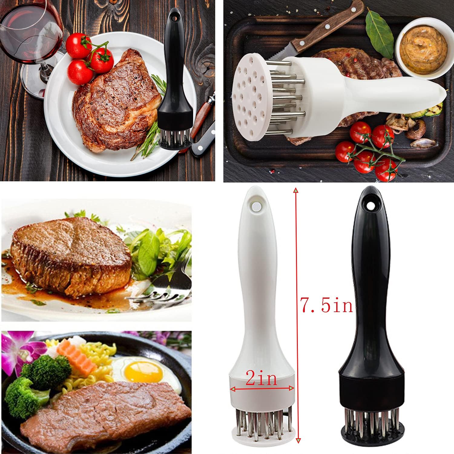 Meat Tenderizer Tool with Ultra Sharp Stainless Steel Needle Blades 2 Pack - Image 5