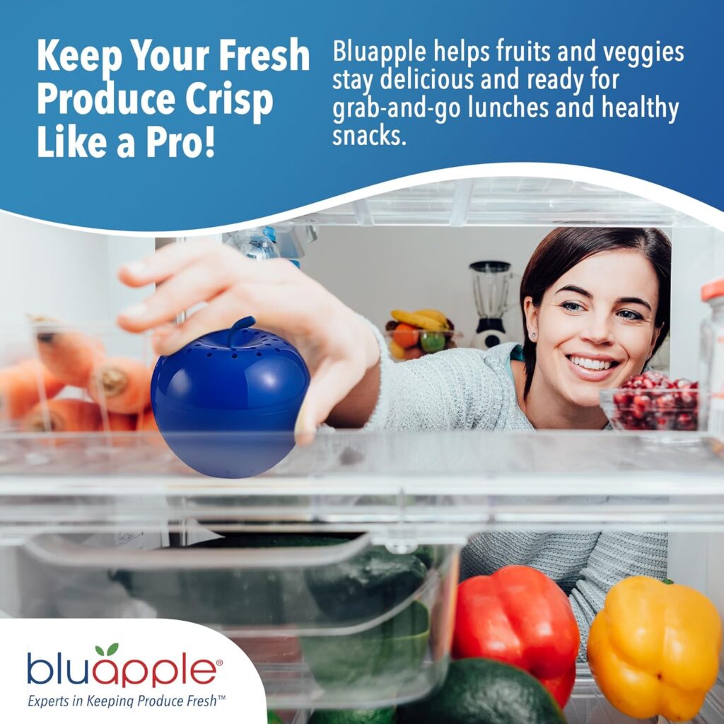 Bluapple Produce Saver Ethylene Gas Absorber - Fresh Fruit Vegetable Storage for Refrigerator Crisper, Shelves Fruit Bowls, Produce Keeper, Fruit Saver, Kitchen Must Haves, BPA-Free - 2-Pack Bluapple Produce Saver Ethylene Gas Absorber - Fresh Fruit Vegetable Storage for Refrigerator Crisper, Shelves Fruit Bowls, Produce Keeper, Fruit Saver, Kitchen Must Haves, BPA-Free - 2-Pack
