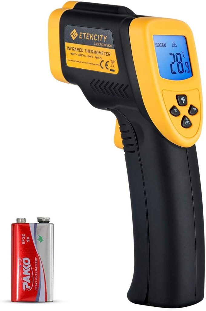 Etekcity Infrared Thermometer Laser Temperature Gun 774, Meat Food Candy Oven Thermometer for Griddle Accessories, Heat Gun for Cooking Refrigerator Tools, Adjustable Emissivity  Max Measure, Yellow