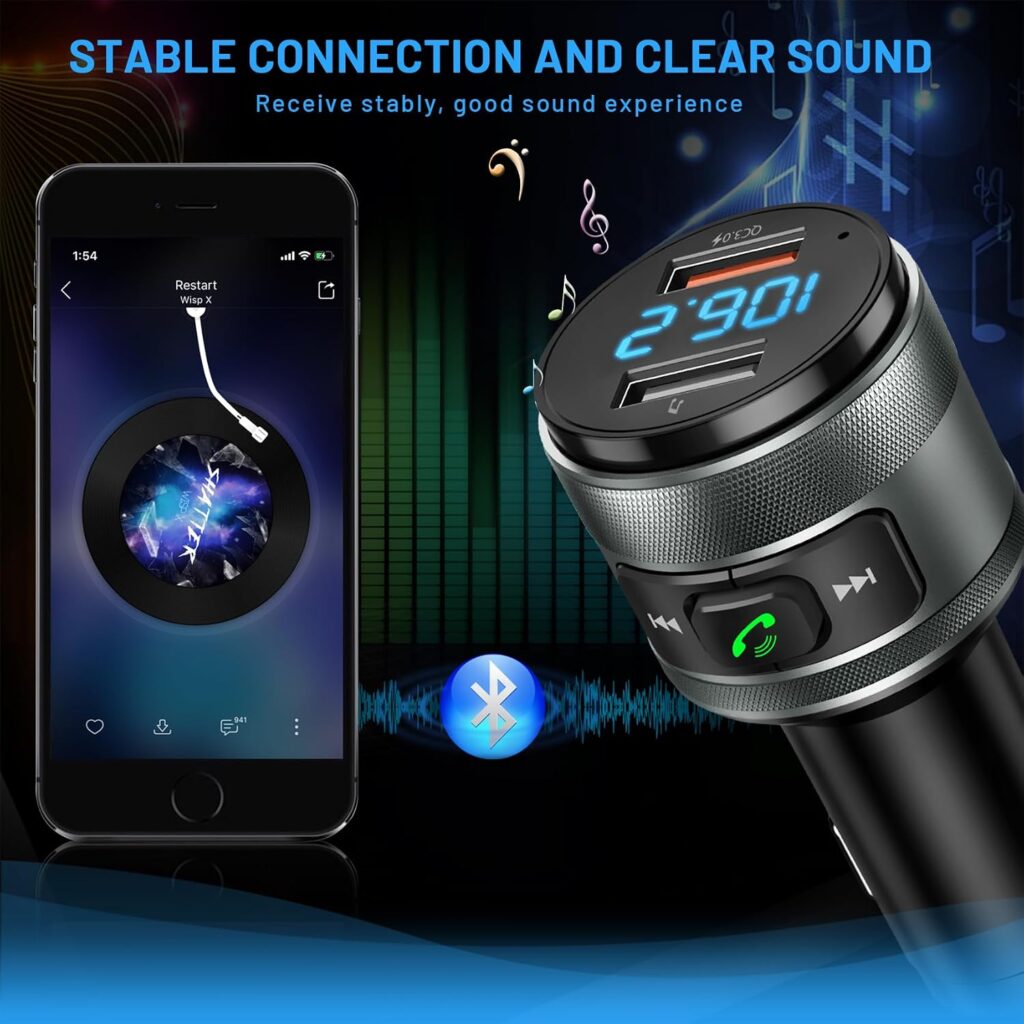 IMDEN Bluetooth 6.0 FM Transmitter for Car, MP3 Music Player Wireless Radio Adapter Kit with QC 3.0 Fast Charger, Hands-Free Calling, Supports USB Drive for 12V/24V Vehicles IMDEN Bluetooth 6.0 FM Transmitter for Car, MP3 Music Player Wireless Radio Adapter Kit with QC 3.0 Fast Charger, Hands-Free Calling, Supports USB Drive for 12V/24V Vehicles