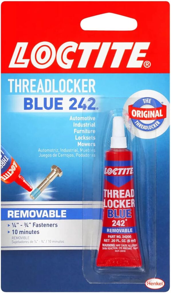 Loctite Threadlocker Blue - Removable Thread Lock Glue for Nuts, Bolts,  Fasteners, Medium Strength Screw Glue to Prevent Loosening  Corrosion - ml, Pack