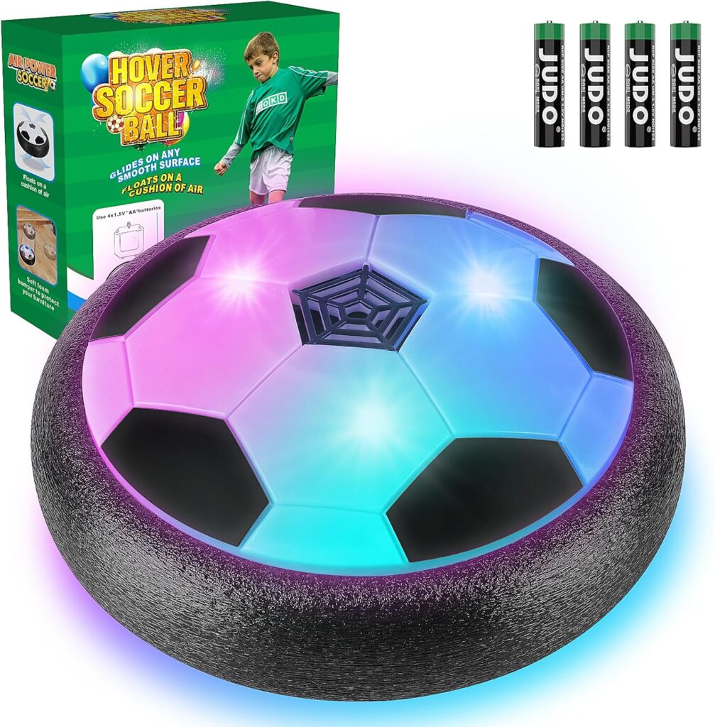 Ocditikl Pack Hover Soccer Ball with Pcs Batteries, Air Floating Soccer Toy with LED Lights  Foam Bumper, Indoor Games for Kids 4-8-12, Birthday Toys for Year Old Boys Girls